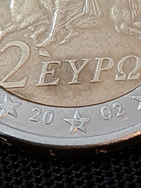 2 Euro Münze Griechenland 2002 Ohne S 2 EURO MÜNZE, Fehlprägung, Griechenland 2002, Mit S im Stern - Raub der
