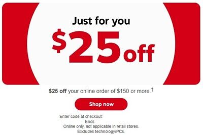 Staples $25 off $150 ONLINE Coupon Expiration Aug 19, 2022