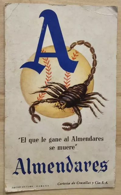 1952 ORIG CUBAN BASEBALL ALMENDARES Scorpions BBC PREMIUM COURTESY CRUSELLAS