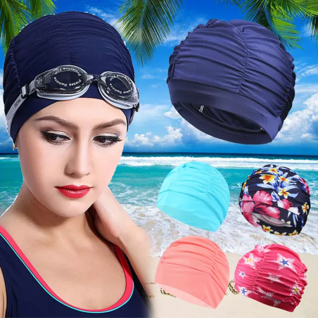 Elastic Nylon Swimming Cap Long Hair Clean Swim Pool Hat For Adult Men Women UK