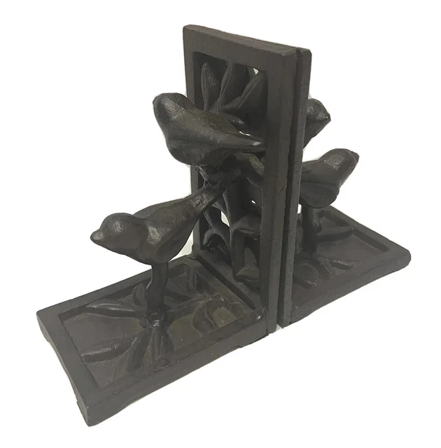 Pair Creative Co-op Heavy Cast Iron Bird Bookends Door Stopper Dark Brown Patina