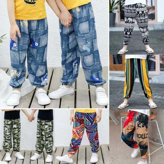 Kids Girls Boys Hippie Harem Pants Baggy Alibaba Loose Casual Printed Trousers