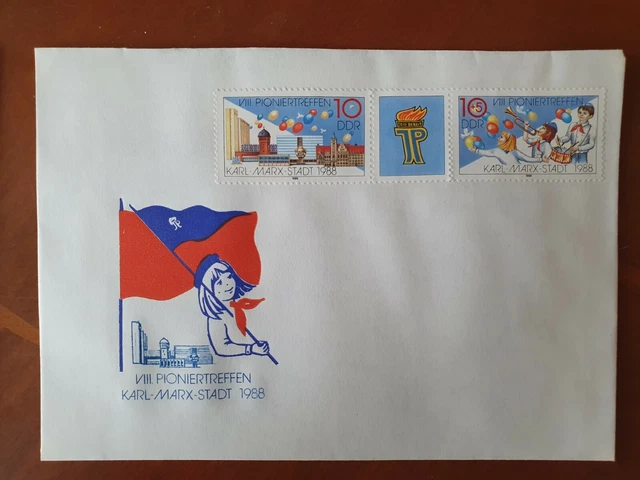 VIII Pioniertreffen Karl-Marx-Stadt 1988   DDR  Ersttagsbrief