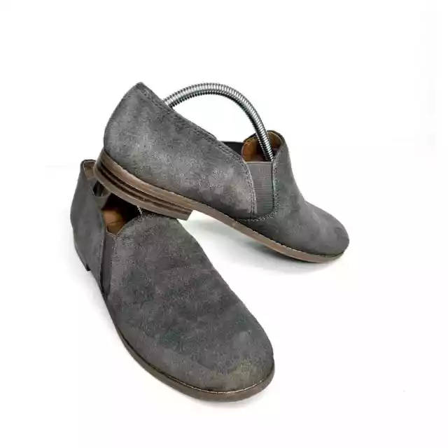 Franco Sarto Pardon Gray Suede Slip On Comfort Loafer Flat Shoes