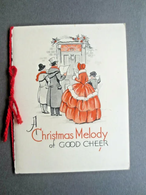 Vintage CHRISTMAS Card 1930s Crinoline Lady Regency Gent Carol Singing Melody