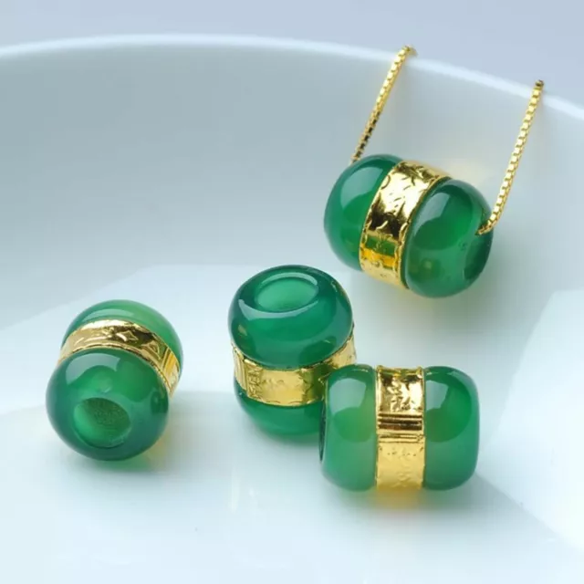 5PCS Pure 24k Yellow Gold Pendant/100% Natural Green Jade Loose Pendant