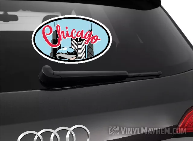 Chicago city skyline The Bean oval sticker IL travel Willis car truck laptop SUV