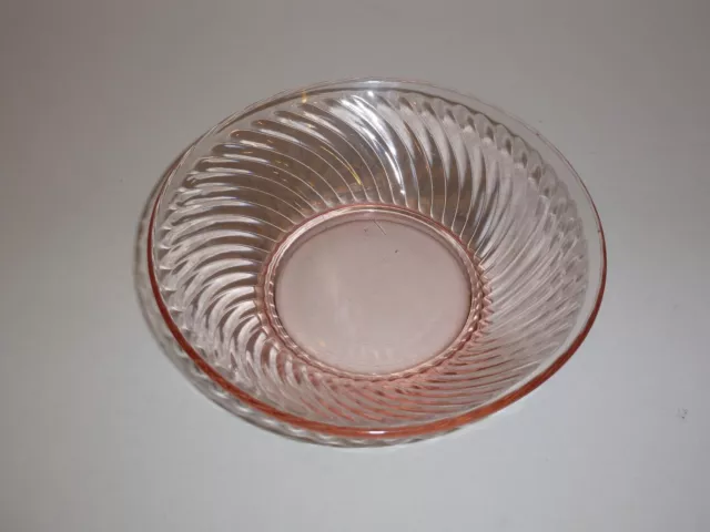 Vintage Imperial Glass Twisted Optic Pink Depression Glass Petal Swirl 7" Bowl
