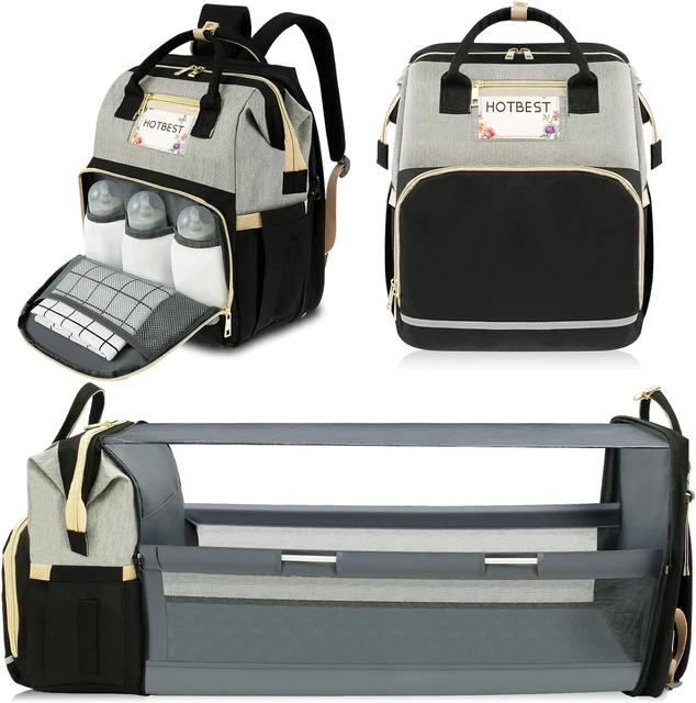 Baby Diaper Bags, Multifunction Waterproof Travel Essentials Baby Bag with USB P