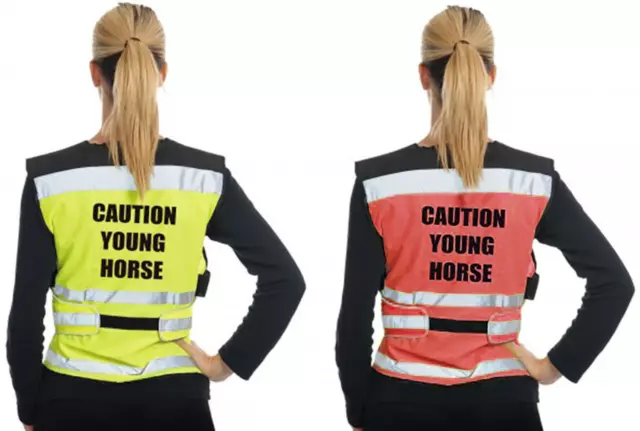 Equisafety Air Waistcoat Caution Young Horse Adjustable Hi-Vis Tabard Vest M-XXL