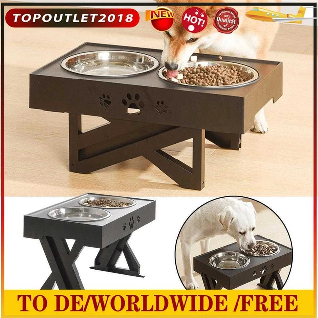 ADJUSTABLE STAINLESS STEEL Dog Double Bowl Lift Tabel Pet Drinking Bowl