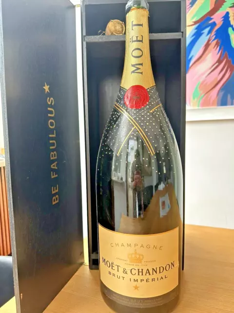 Moët & Chandon Swarovski Methusalem 6L Champagner Flasche LEER Holzkiste Deko