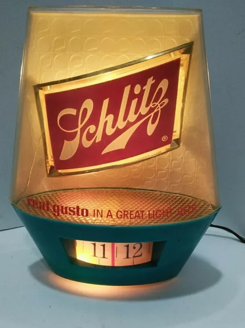 Vintage Schlitz Beer Light with Clock 1950s/1960s Tested and Works