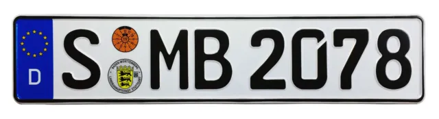 Mercedes Stuttgart Rear German License Plate by Z Plates wtih Unique Number NEW