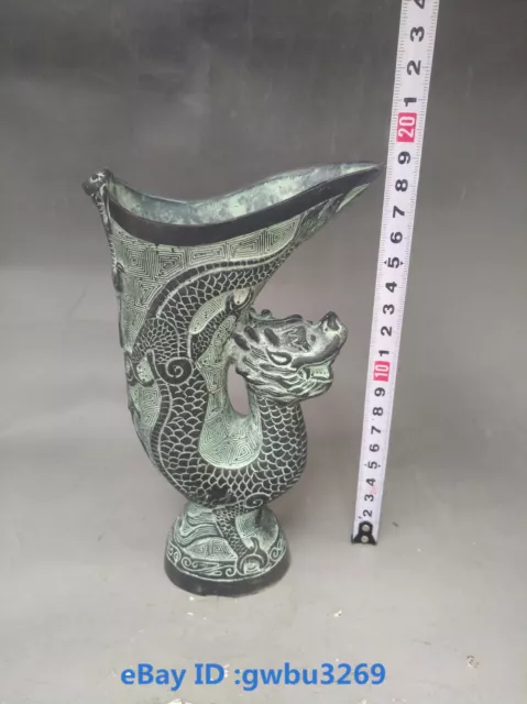 Collect Chinese Bronze Handwork carved Dragon Grand Cup 22036