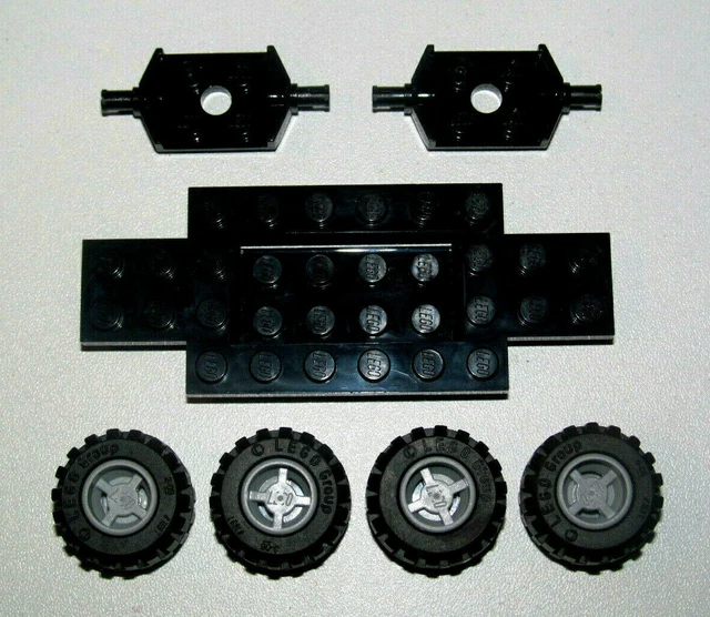 Lego ® Lot 4 Roue Jante Pneu Wheel + Châssis Voiture Noir 30029 + 6014 + 6157
