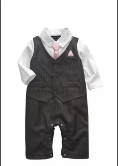 Baby Boy Formal*Party*Wedding*Tuxedo Waistcoat 1pc Pinstripe Outfit Free P+P