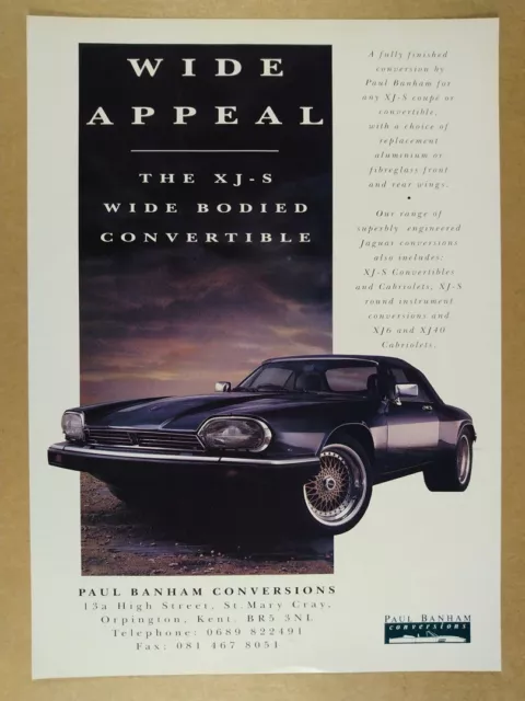 1993 Paul Banham Conversions Jaguar XJ-S Convertible vintage print Ad