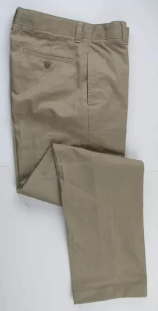 LANDS END Khaki School Uniform Elastic Waist Pull-On Pants Boys 14 INSEAM 29"