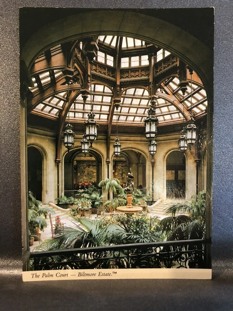 North Carolina NC Asheville Biltmore House Estate Palm Court Postcard Old View
