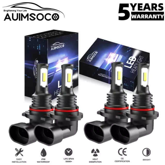 4x 9005 9006 LED Combo Headlight Bulbs High Low Beam 6500K Super White Bright