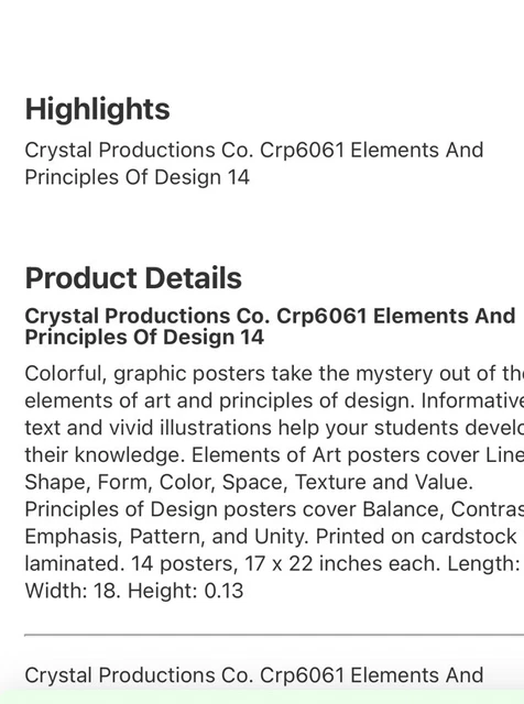 ELEMENTS AND PRINCIPLES of design set of 14 posters art $40.00 ...