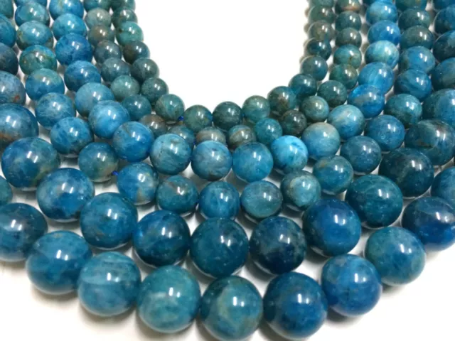 Naturel Néon Apatite Rond Lisse 8mm Desseré Perles 12 " Pouce Brin