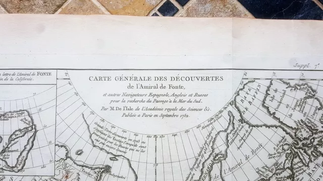 Antique Print Map Northwest America Alaska Arctic Sea Diderot 1781