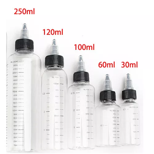 1/5pcs Graduated PET Oil Dropper Empty Plastic Squeezable Bottles Leak-Proof Cap