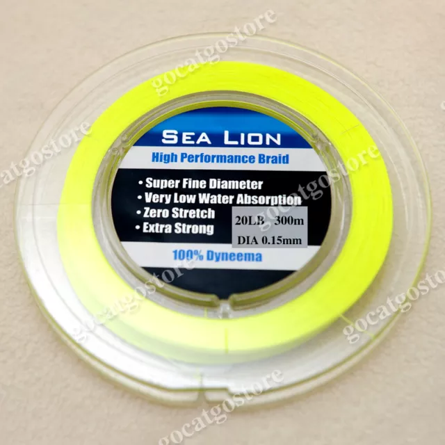 NEW Sea Lion 100% Dyneema Spectra Braid Fishing Line 300M 20lb yellow