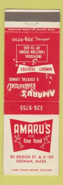 Matchbook Cover - Amaru's Restaurant Dedham MA