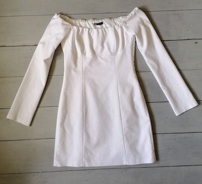 Zara White Off The Shoulder Fitted Mini Dress M