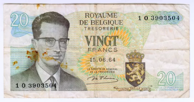 1964 Belgium 20 Francs - Low Start - Paper Money Banknotes Currency