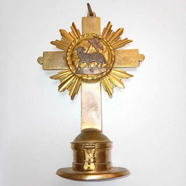 Antike Monstranz mit Behältnis für Hostie und Salbe.Höhe mit Öse ca.19,0 cm.