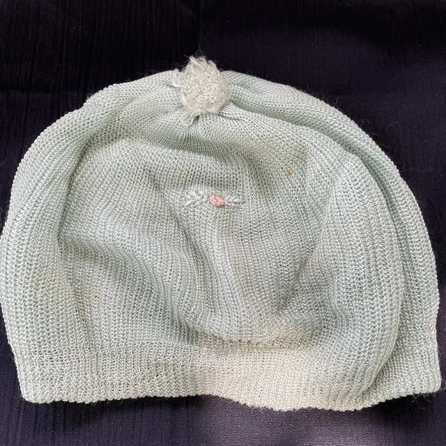 Vintage 1930’s Baby Infant Sweater Cap Mint Green