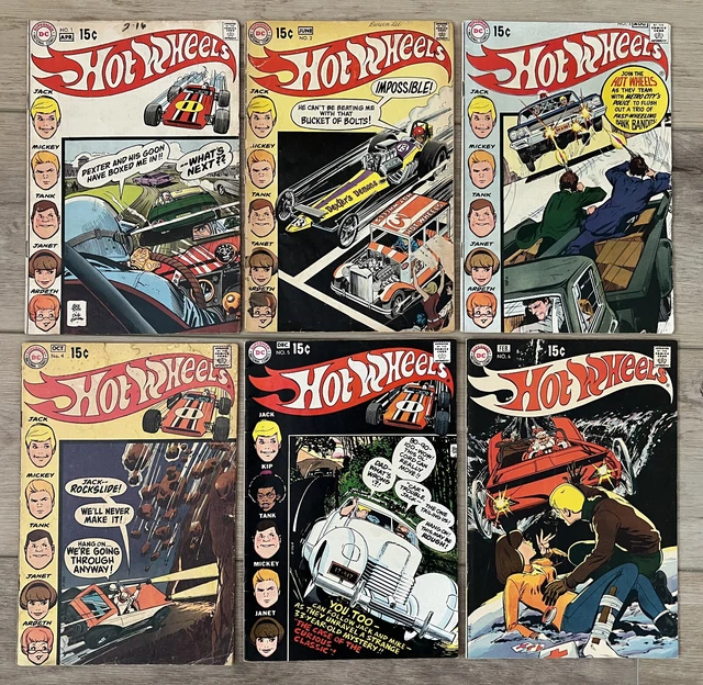 Complete Set of all 6 Hot Wheels #1 #2 #3 #4 #5 #6 DC Comic Books 1970 Alex Toth