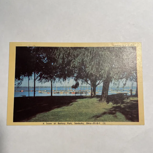 Vintage A Scene At Battery Park In Sandusky Ohio Postcard Oh