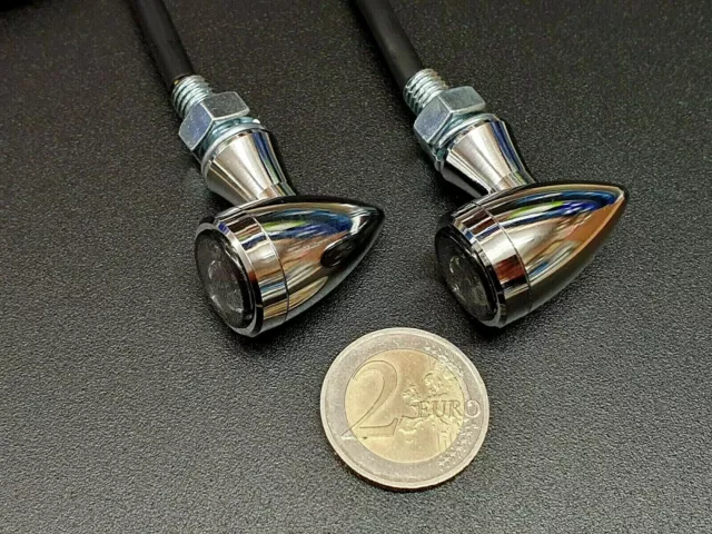 Mini Clignotants LED Balle Bobber Boîtier en Aluminium Chrome Certification E