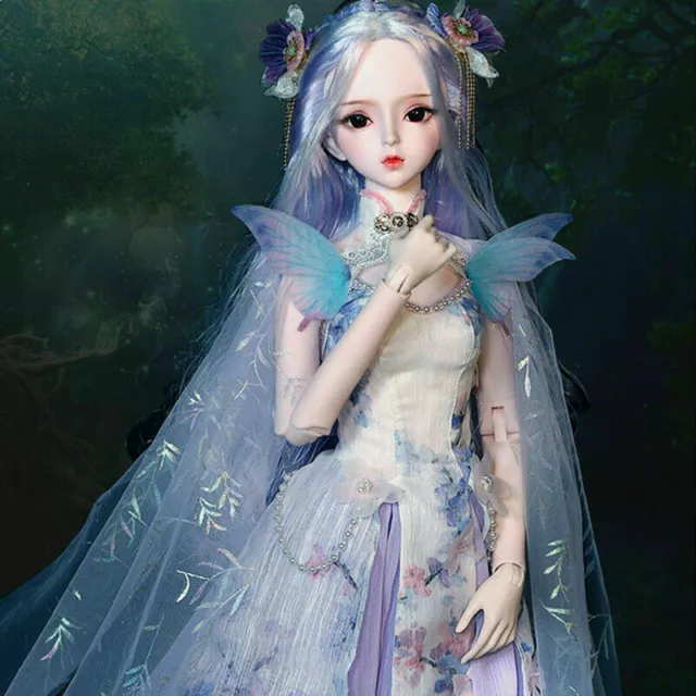 Full Set 1/3 BJD Doll Girl Vinyl 60cm Ball Jointed Face Makeup Eyes Wig Clothes