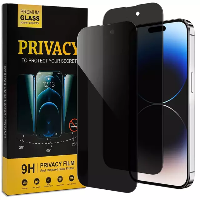2x Anti Spy Sicht Schutz Folie für iPhone 15 Pro Max Display Blickschutz Glas