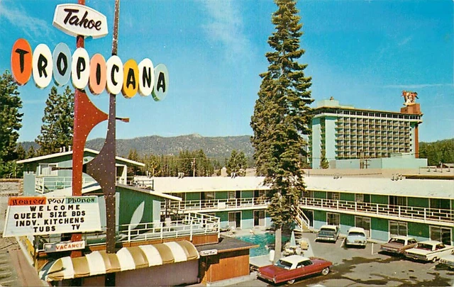 Postcard Tahoe Tropicana Motel, Lake Tahoe, California - circa 1960s