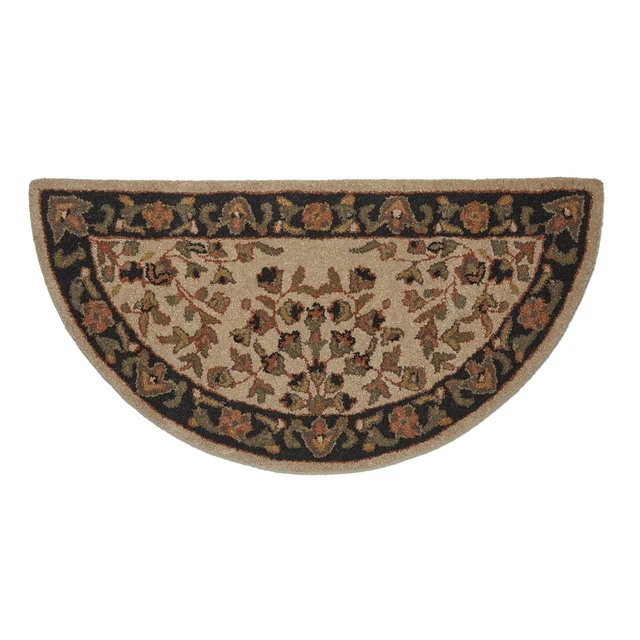 Alfombra Uniflame beige con mechones negros 100 % lana mechonada a mano - protege el piso del calor...