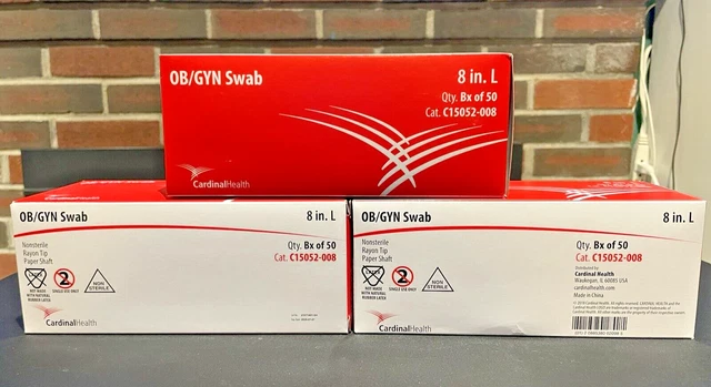 Caja de papel con punta de rayón no estéril obstetra/ginecólogo hisopo de 8 pulgadas (50 quilates) lote a granel (3) NUEVO