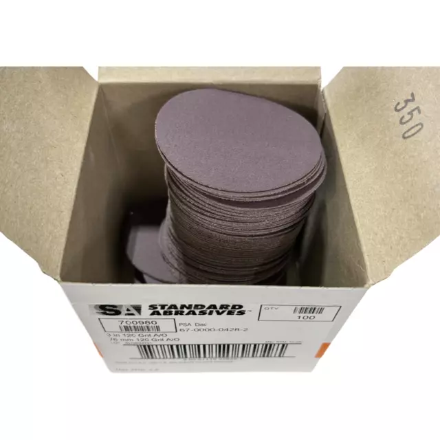 Standard Abrasives 3" PSA Discs 120 Grit Aluminum Oxide 100 Pack