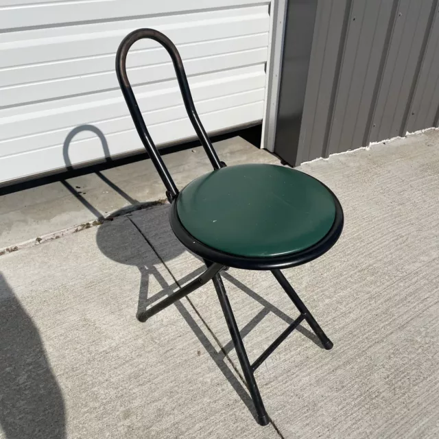 Vintage ? Green vinyl padded folding Muslim prayer chair step stool
