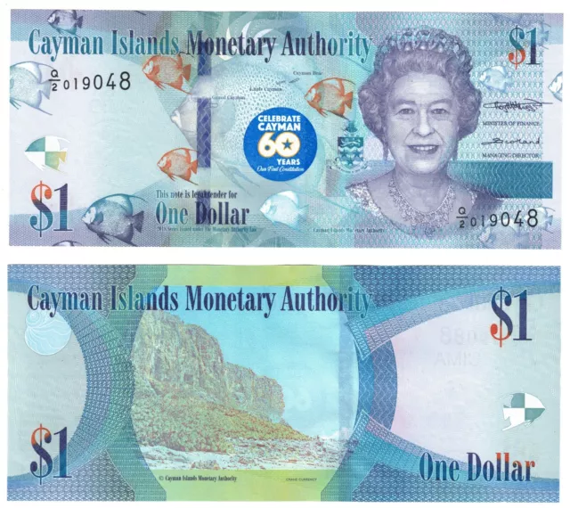 2018 Cayman Islands Banknote 1 Dollar P44 UNC Q2 Queen Elizabeth commemorative