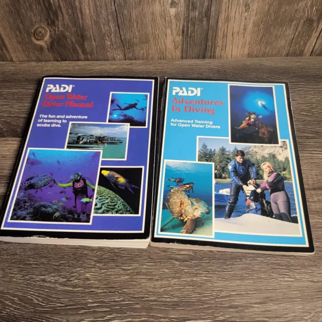 Lot Of 2 PADI Diver Manual Book Set Open Water & Adventures In Diving W/practice