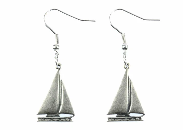 Segelboot Ohrringe Segelschiff Boot Schiff Miniblings Segeln maritim silber 2 cm