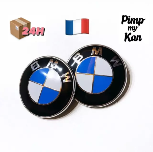 2x Logos BMW 82mm Capot Coffre Serie 1 3 4 5 E46 E39 E90 E92 E60 E34 E36 X3 X5