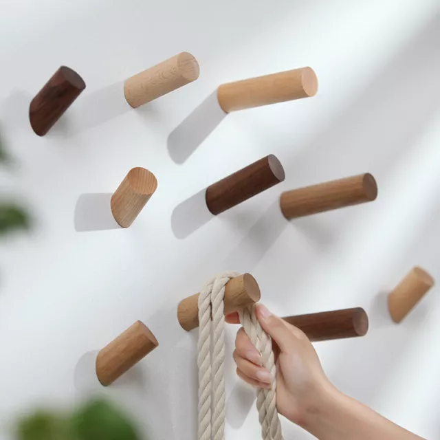 Wooden Wall Hook Peg Hat Coat Towel Hanger Hallway Storage Home Decor